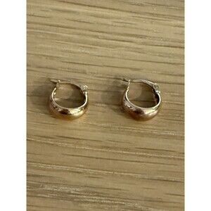 Vintage Marked SU 925 IN India Sterling Chunky Small-Sized Hoop Earrings Huggie